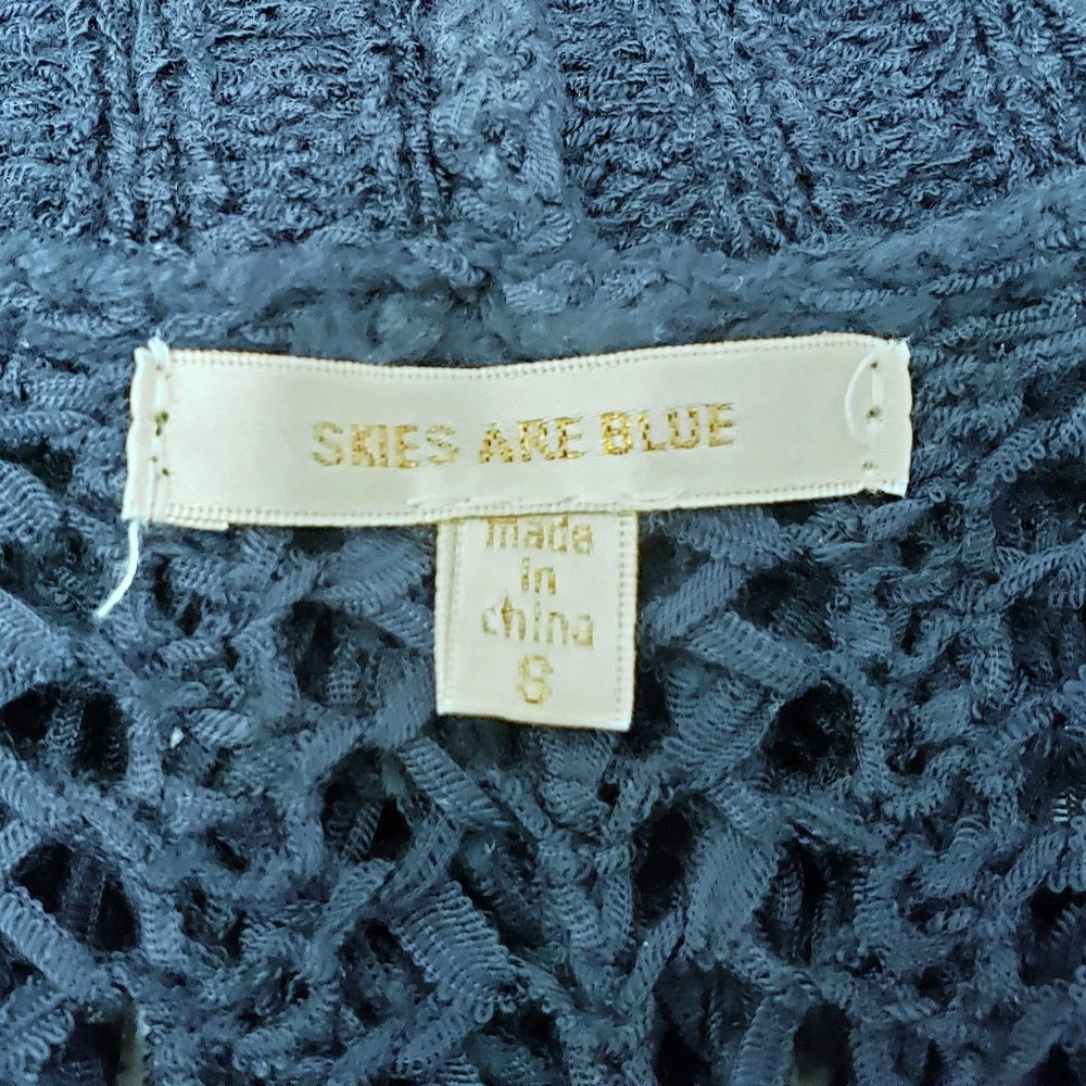 Anthropologie Skies Are Blue Knit Cardigan Open Front SMALL Navy Blue - Picture 6 of 8